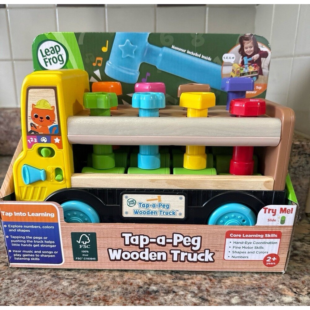 NWT Leap Frog Tap a Peg Wooden Truck Children's Toy (3 year+)